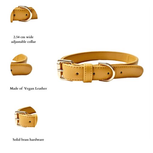 DILO vegan leather Dog Collar_Mustard_Infographics