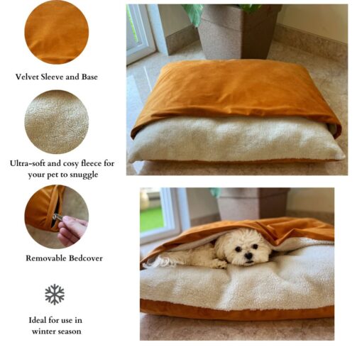 DILO Tangerine Snuggle pet bed- infographics